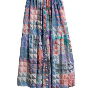 Ophelia & Indigo Patchwork Tiered Maxi Skirt in Pastel Multicolor